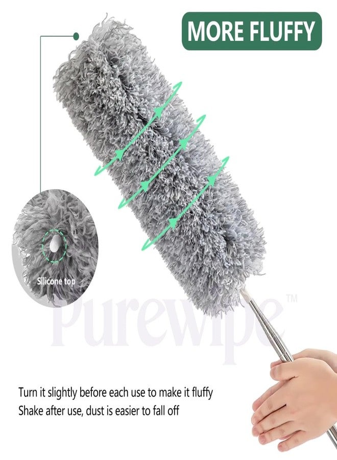 Purewipe Extendable Fan Cleaning Duster With Long Handle - Multi-Purpose for Ceiling Fans, Walls - Microfiber & Wall Mop for Home, Broom for Floor (100 Inch Feather) - Image 5